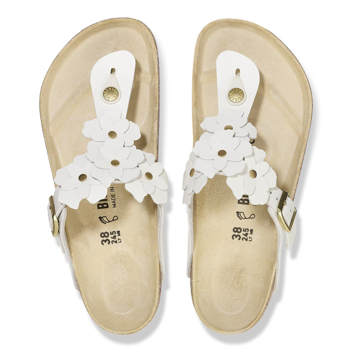 Gizeh Flower Embellishment Natural Leather