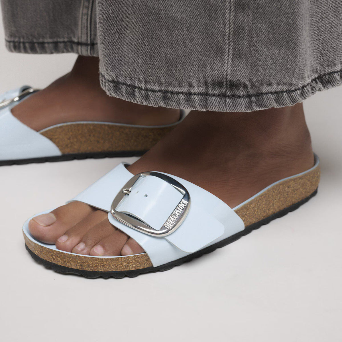 Madrid Big Buckle Natural Leather Patent