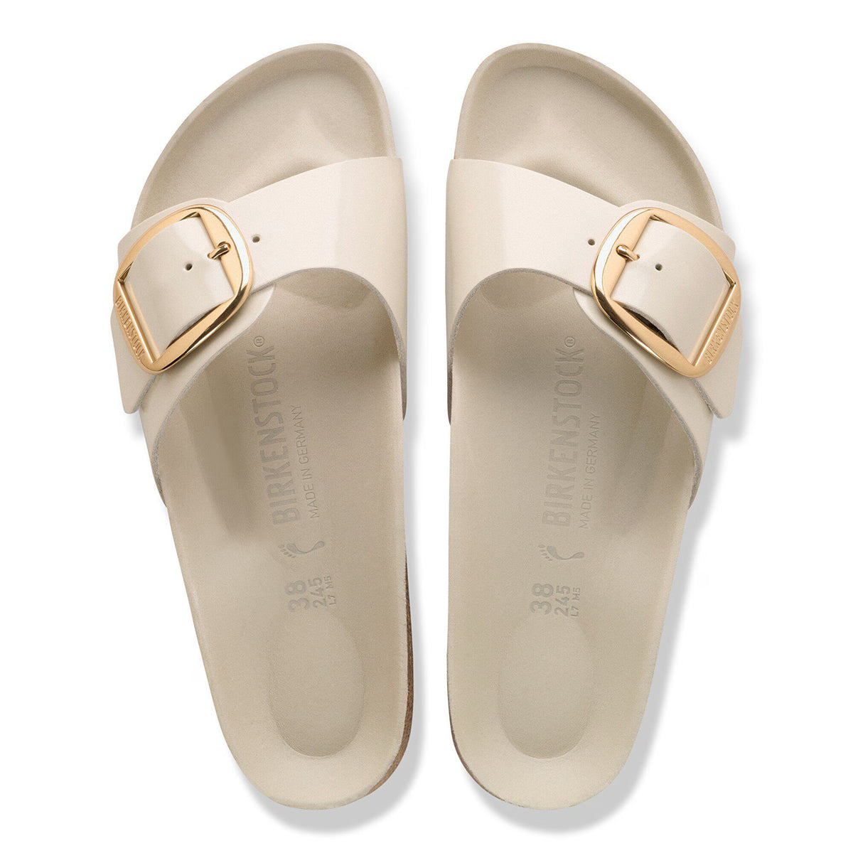Madrid Big Buckle Natural Leather Patent