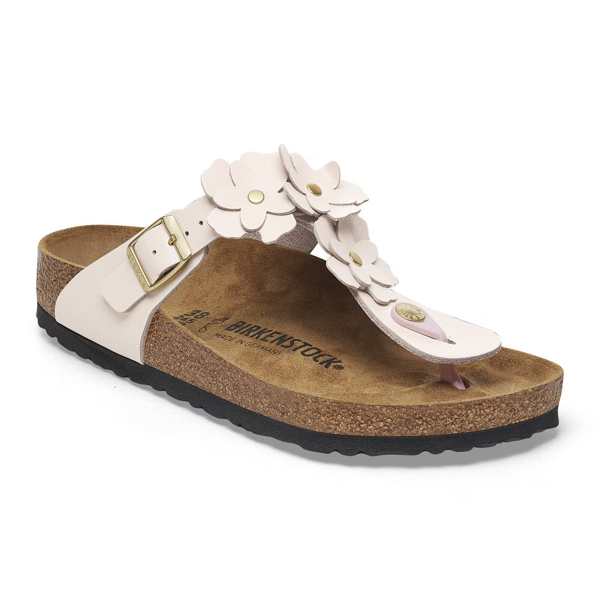 Gizeh Flower Embellishment Natural Leather